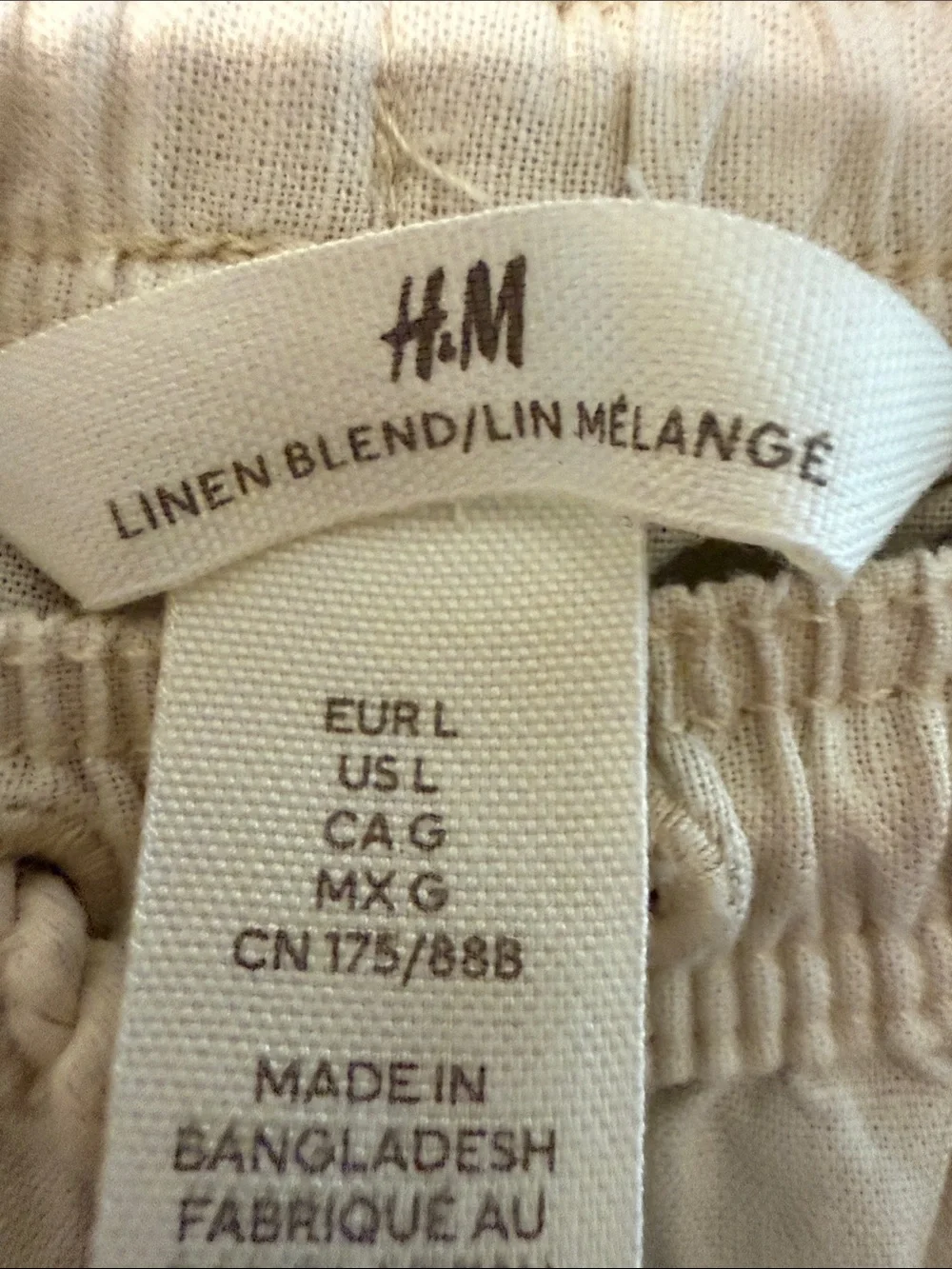 H&M Cream Wide Leg Drawstring Pants